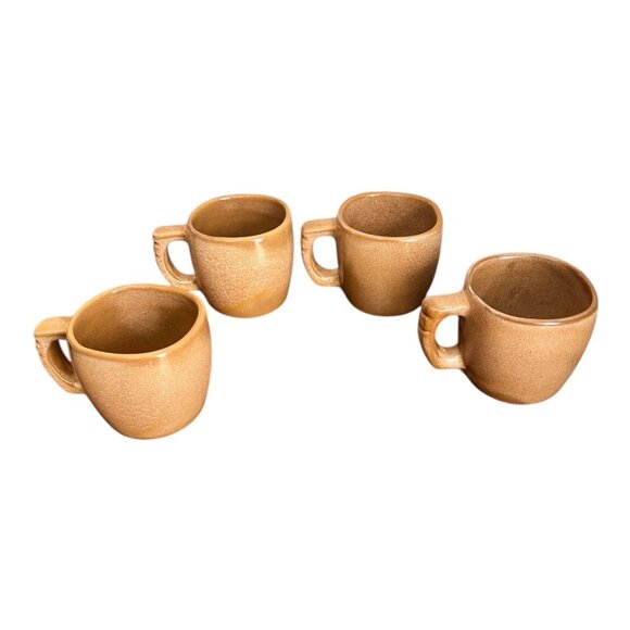 Lot Of 4 Vtg Frankoma Plainsman Brown Ceramic Mugs, Ridged Handles Mid Century - Picture 5 of 9